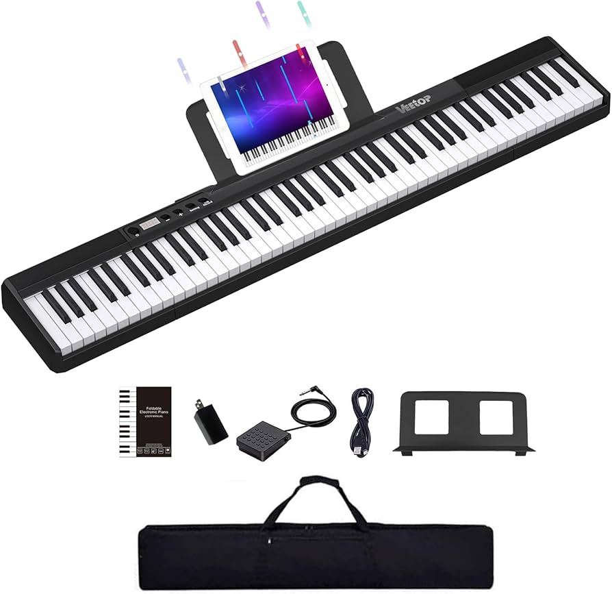 Amazon | Veetop 電子ピアノ 88鍵盤 充電式 キーボード ピアノ 88鍵盤