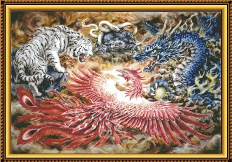 Amazon | クロスステッチ刺繍キット 四神 図柄印刷 | 刺しゅうキット 通販