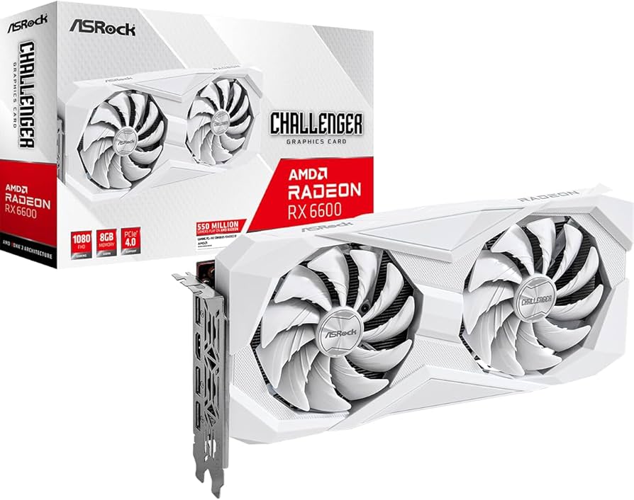 ASRock AMD Radeon RX 6600 Challenger White 8GB GDDR6 Graphics Card