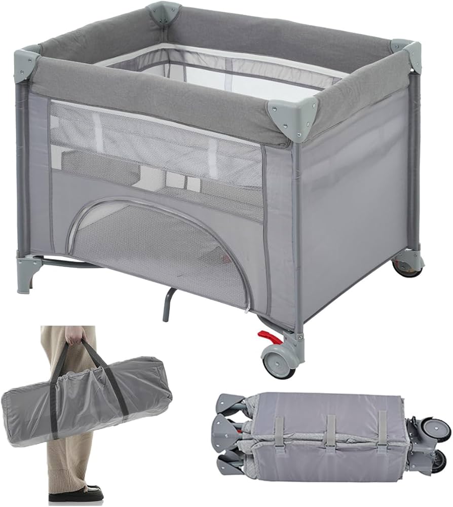 Amazon.co.jp: 折りたたみ サイド ベビーベッド おむつ替えテーブル付