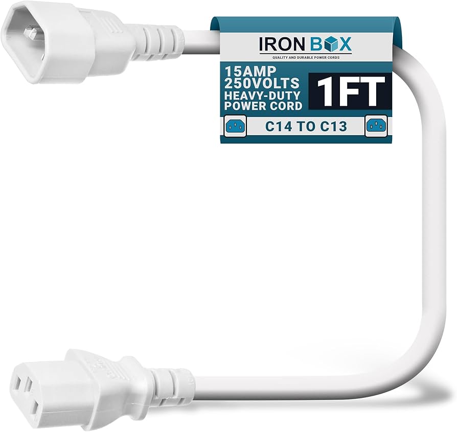 Amazon | 15 A / 250 V c13にc14電源コード – ホワイト、、14 / 3 AWG