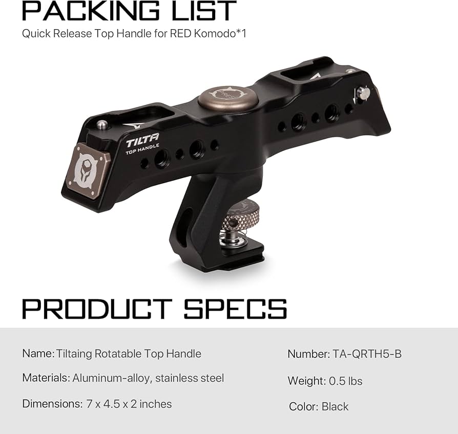 TILTA Rotatable Top Handle für RED Komodo Camera Cage Top Plate TA