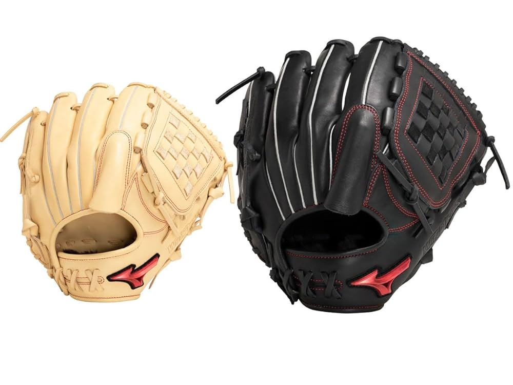 軟式野球グローブ 黒 レザー 編み込みスタイル 軟式野球グローブ 黒