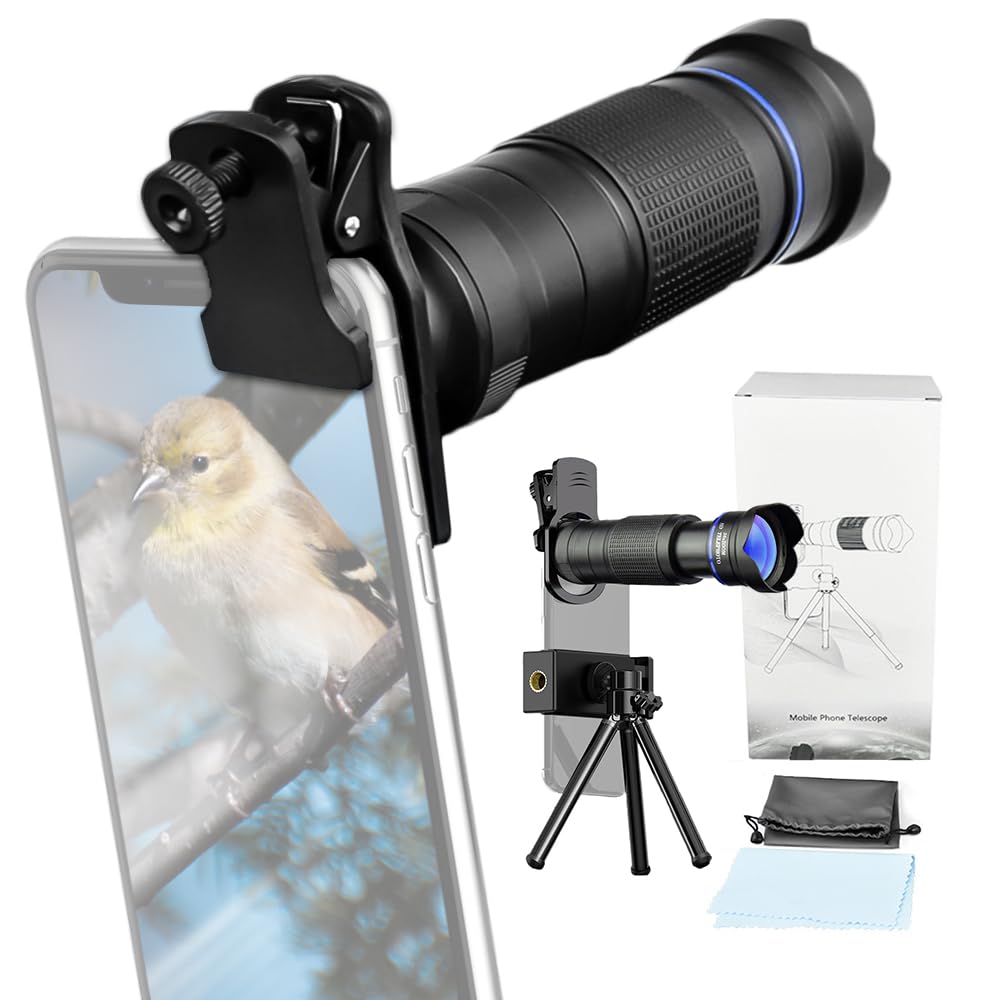 Amazon | Camnoon 36倍電話望遠レンズキット、ミニ三脚、電話クリップ