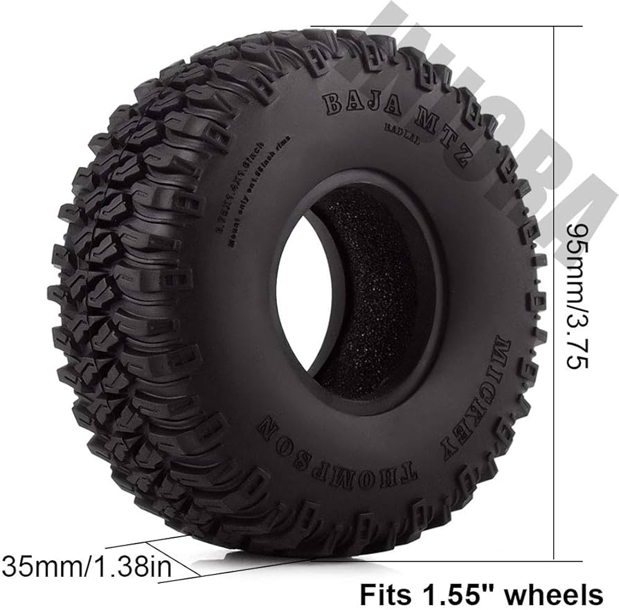 Amazon | INJORA 4個1.55インチソフトラバーホイールタイヤ1.55インチ