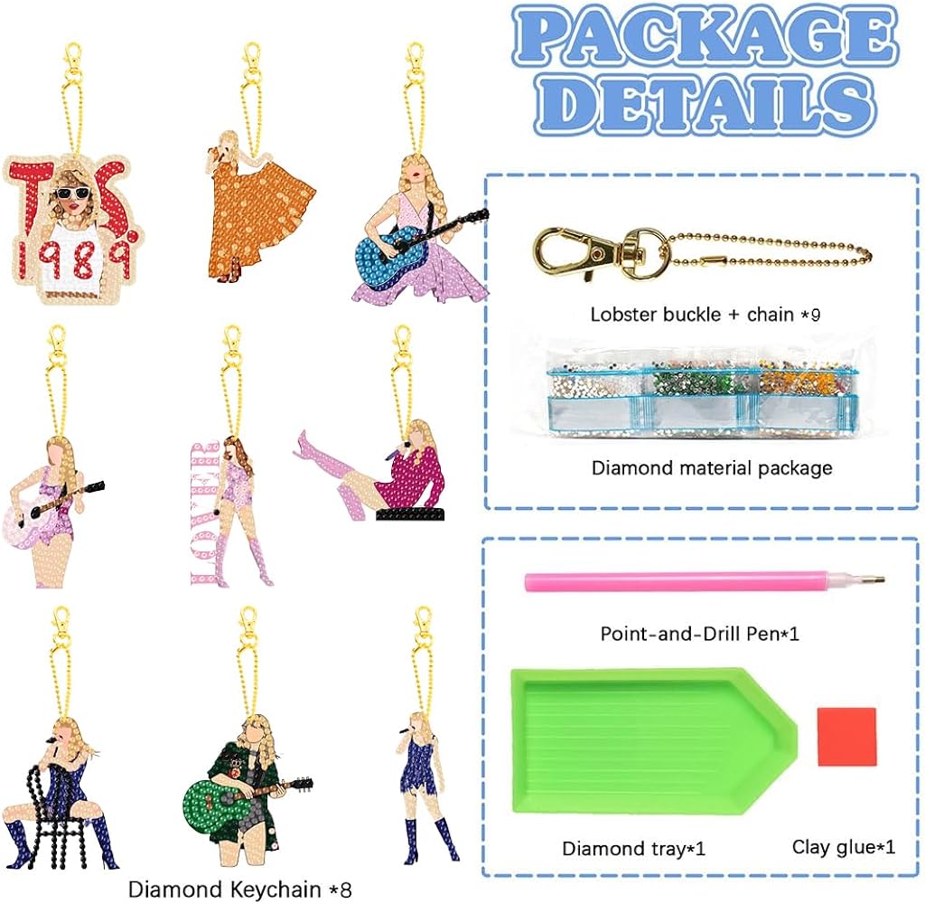 Amazon.com: Weadatty 9 PCS Diamond Painting Keychains Kit Music