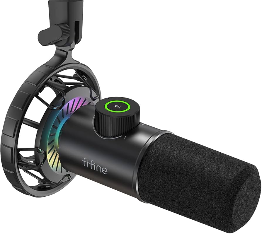 Amazon.com: FIFINE USB Gaming Microphone, RGB Dynamic Mic for PC