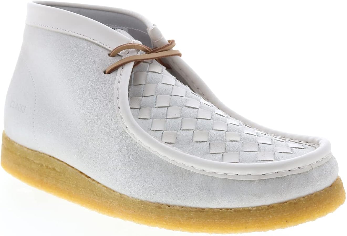 Amazon.com | Clarks Men's Wallabee Boot White Woven 7.5M | Chukka