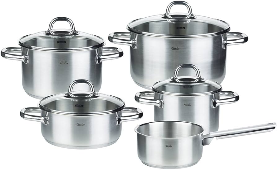 Amazon.co.jp: フィスラー 鍋 シルバー セット 両手4点 片手1点 33-118