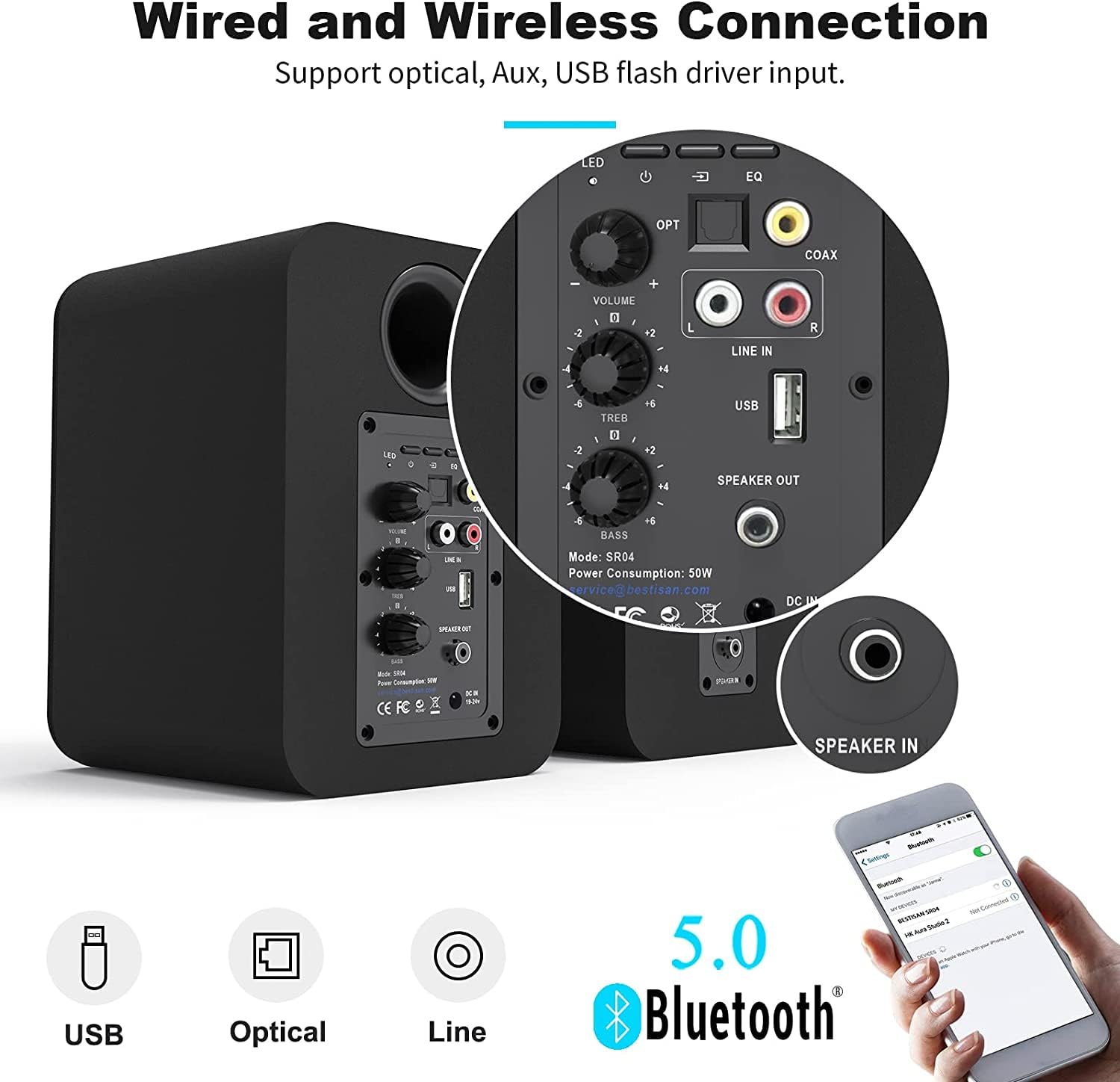 Amazon.co.jp: BESTISAN アクティブ スピーカー 80W Bluetooth5.0 2.0