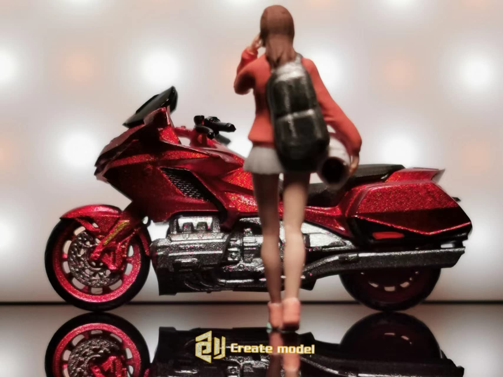 Amazon | 1/64 Create model ホンダ GL1800 バイク 赤 女性バイカー
