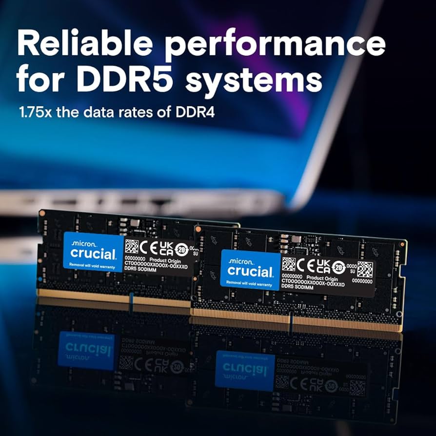 Crucial 32GB DDR5 RAM Kit (2x16GB), 5600MHz (or 5200MHz or 4800MHz