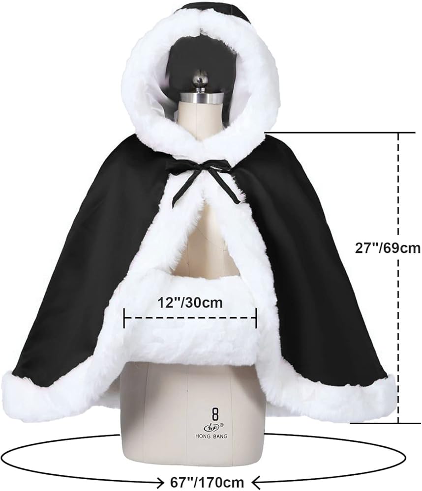 Amazon.com: Wedding Cape Hooded Cloak for Bride Winter Reversible