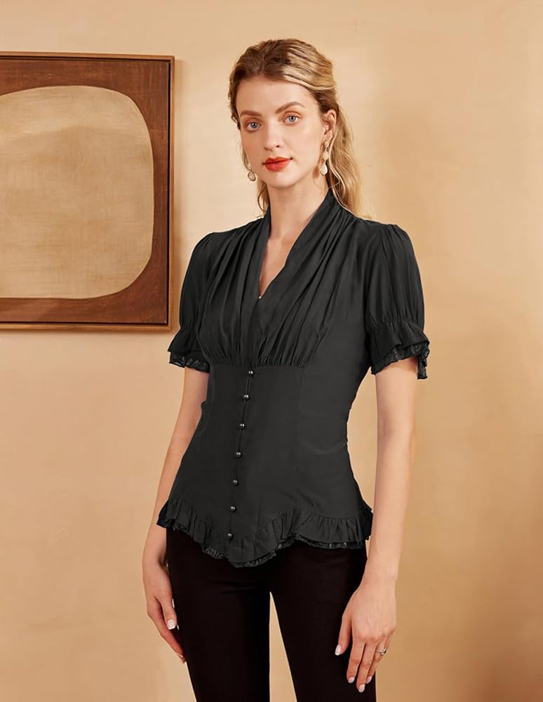 Scarlet DARKNES Women 2025 Summer Short Sleeve Shirt Dressy