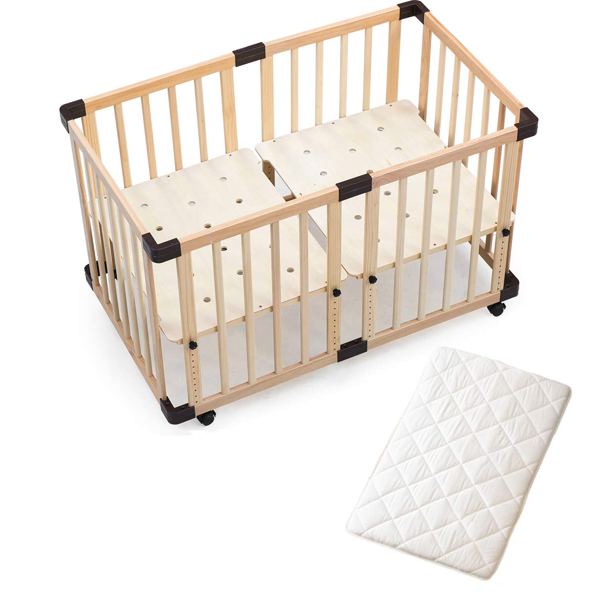 Amazon.co.jp: RiZKiZ 木製ベビーベッド 120×70cm 【ナチュラル