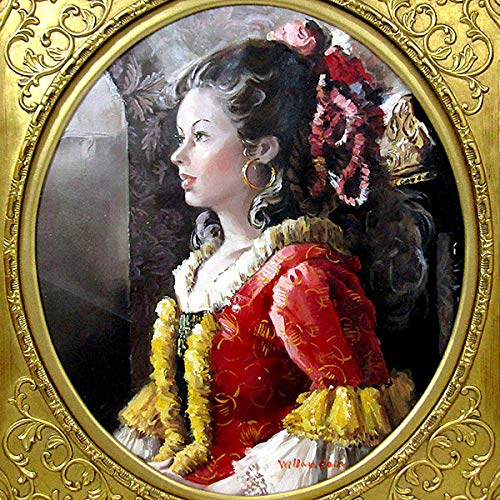 油絵 絵 絵画 インテリア 額付(黒) F4-052113 人物 女性像 絵画