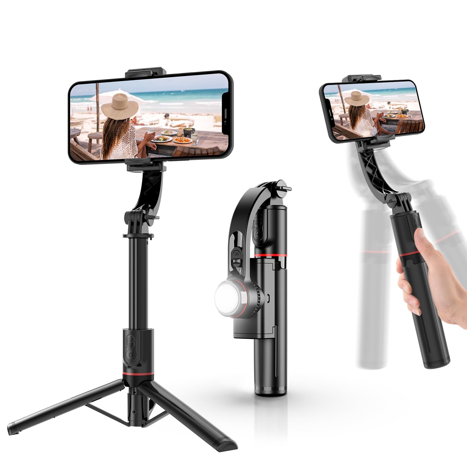 Amazon.co.jp: 【2025新登場】ジンバル自撮り棒 スマホ三脚付き｜手