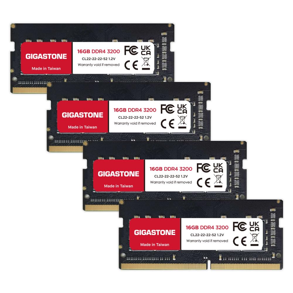 DDR4 RAM Laptop Only】 GIGASTONE 64GB Kit (4x16GB) DDR4 3200MHz