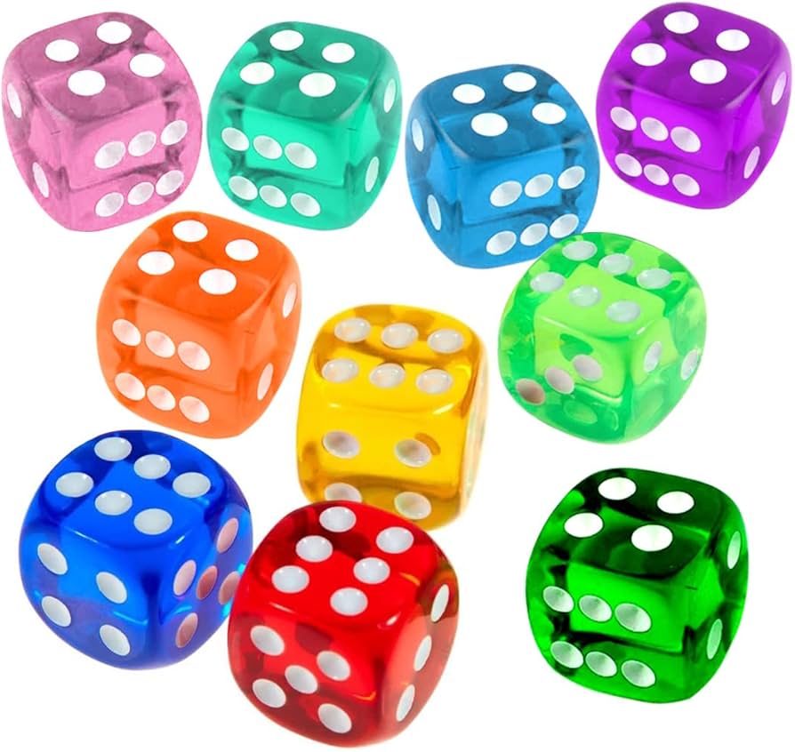 Amazon | サイコロセット 100個 16mm (5/8インチ) 6面 半透明カラー