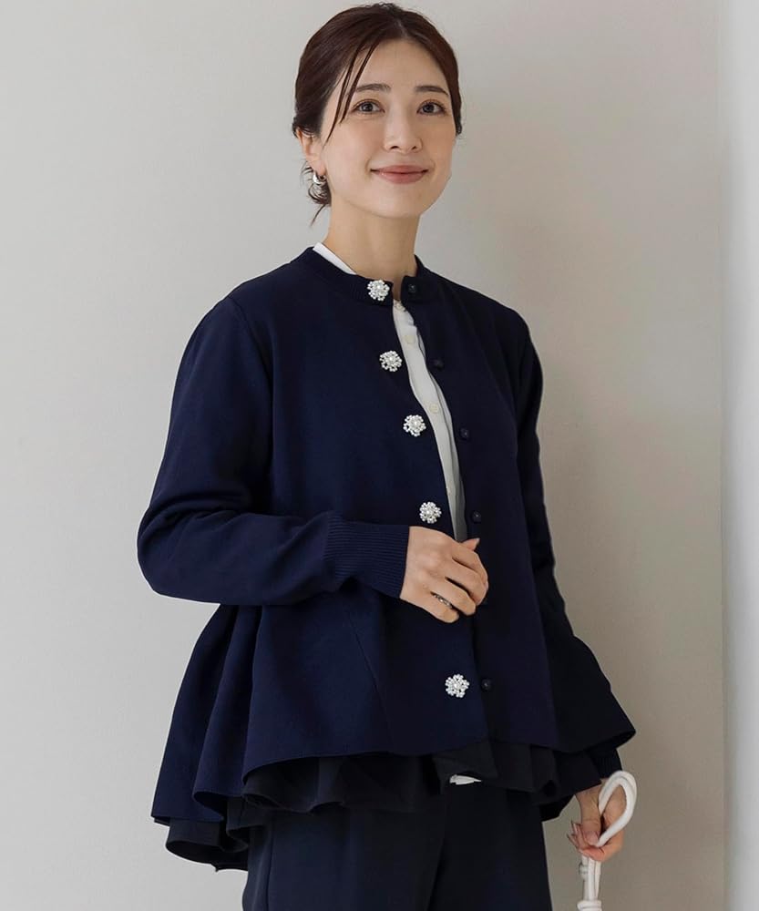 Amazon | [ソーノ] カーディガン オーナメントパール3Dレイヤード