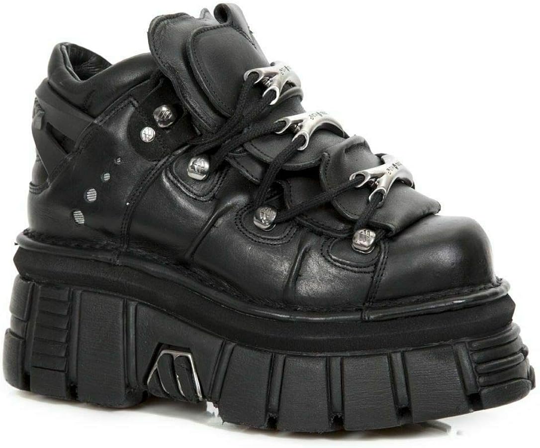 Amazon.com | New Rock M.106-S29 TOWER SHOES Metallic Black Leather