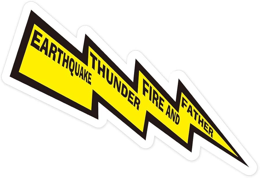 Amazon | 地震、雷、火事、親爺｜ コトワザステッカー ｜ 防水 スマホ