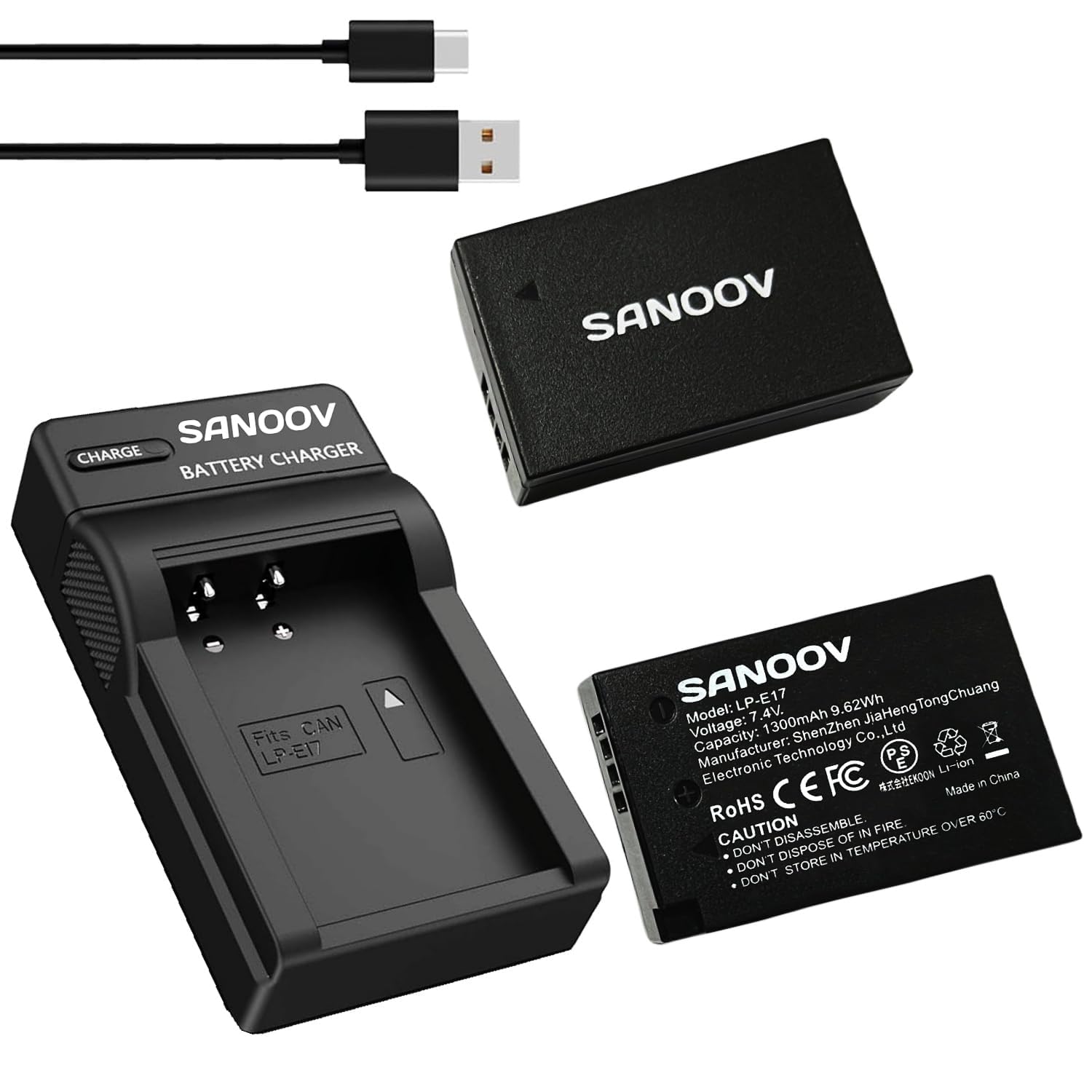 Amazon | Sanoov LP-E17 2*1300mAh 大容量バッテリーFor RP R50 M6