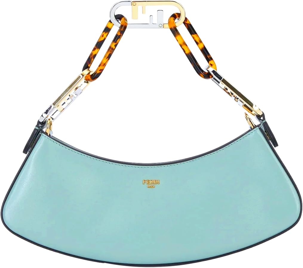 Amazon.com: FENDI O'Lock Swing Turquoise Blue Calf Leather Small