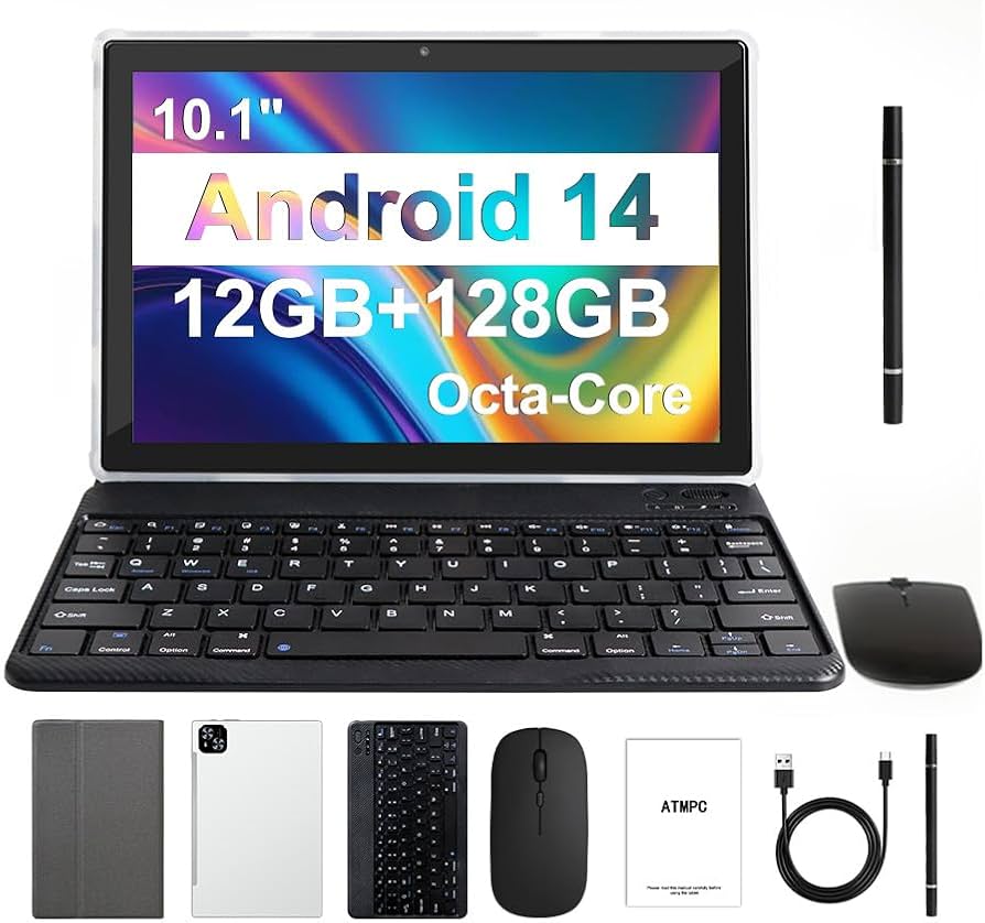 Amazon.com: ATMPC Tablet Android 14, tableta de 10 pulgadas 12 GB