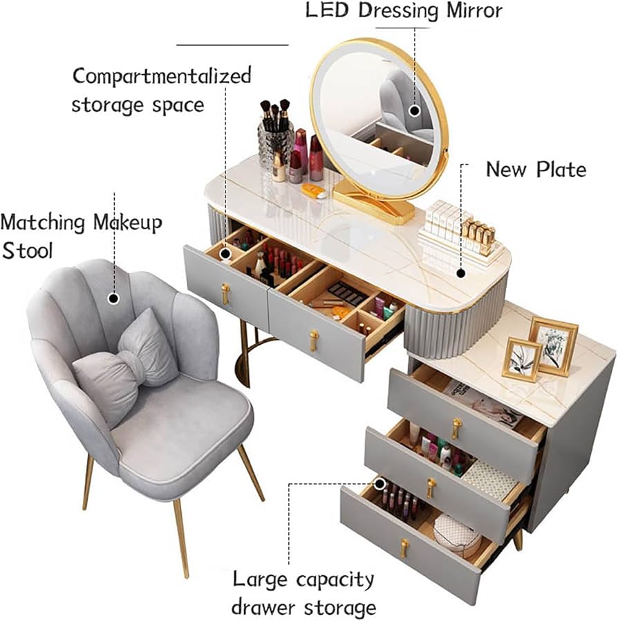 Amazon｜WestUx 化粧台 鏡 スツール付きドレッサー 姫系 ドレッサー
