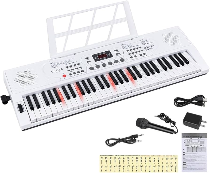 Amazon | Carina 電子キーボード 61鍵盤 光る鍵盤 電子ピアノ 2WAY給電