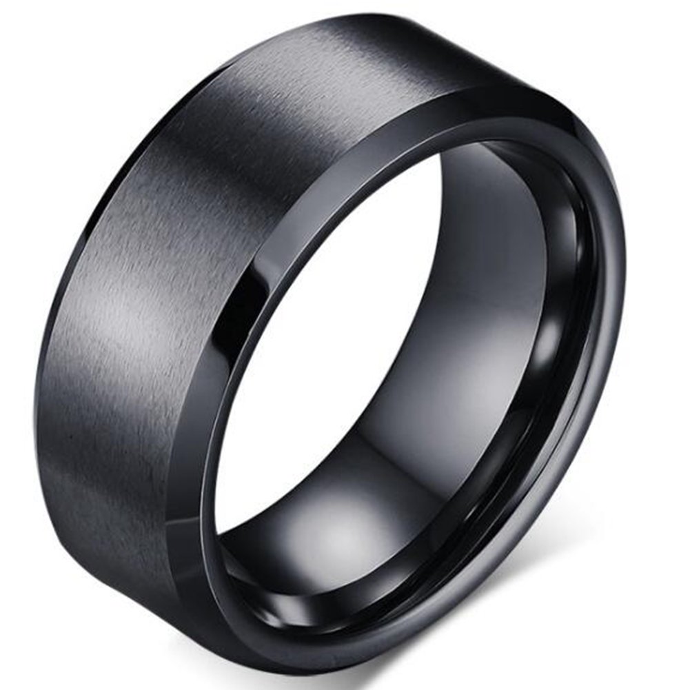 8mm Brushed Matte Black Titanium Stainless Steel Classical Simple