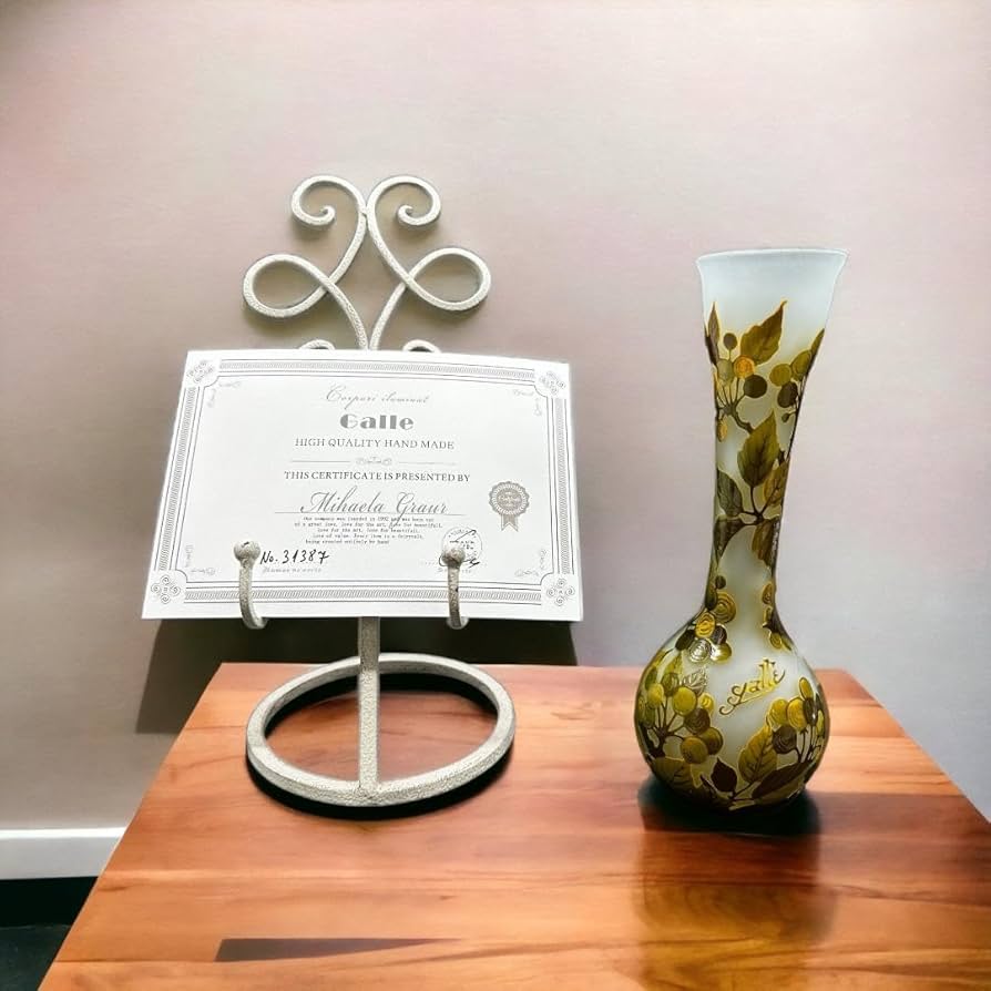 Amazon.co.jp: エミールガレ 鶴首 花瓶 カメオ彫り 被せガラス 高さ