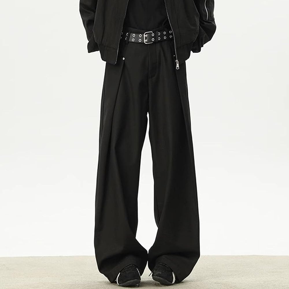 Men's Baggy Wide Leg Pants Loose Fit Business Casual Dress Pants
