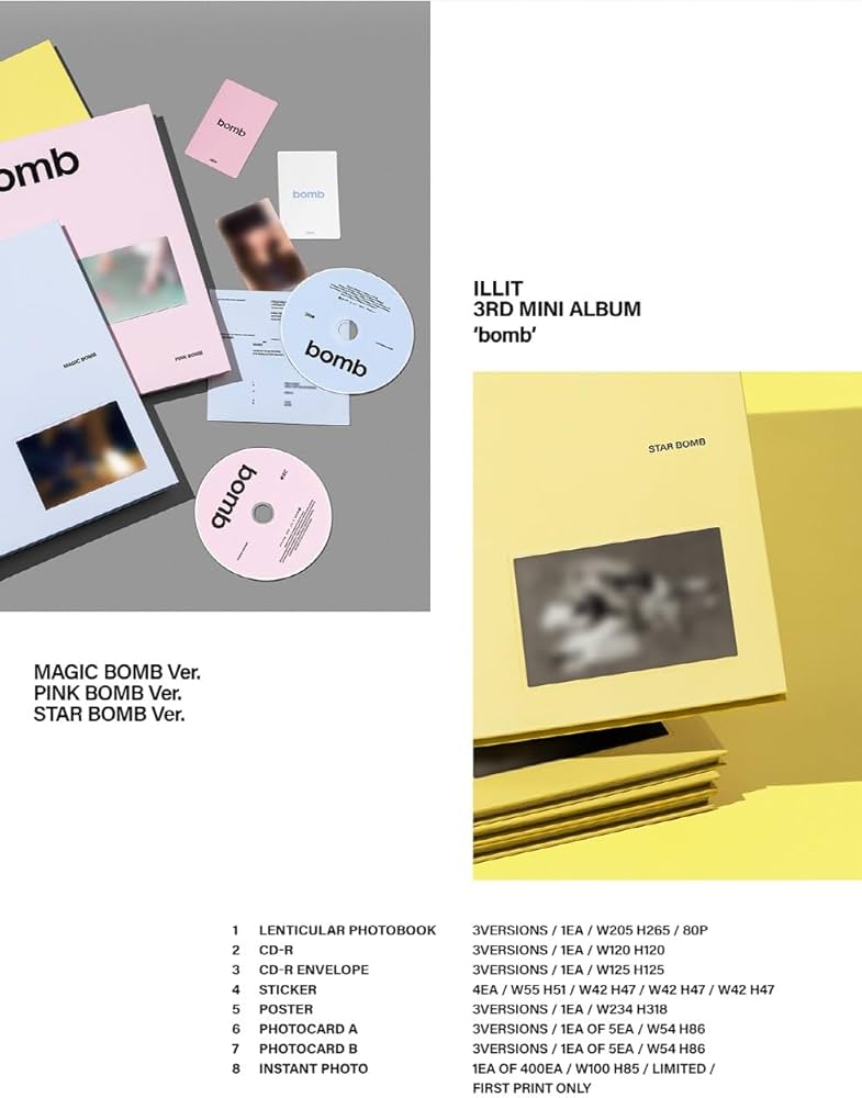 Amazon.com: ILLIT - 3rd Mini Album [bomb] (Random ver.) : Home