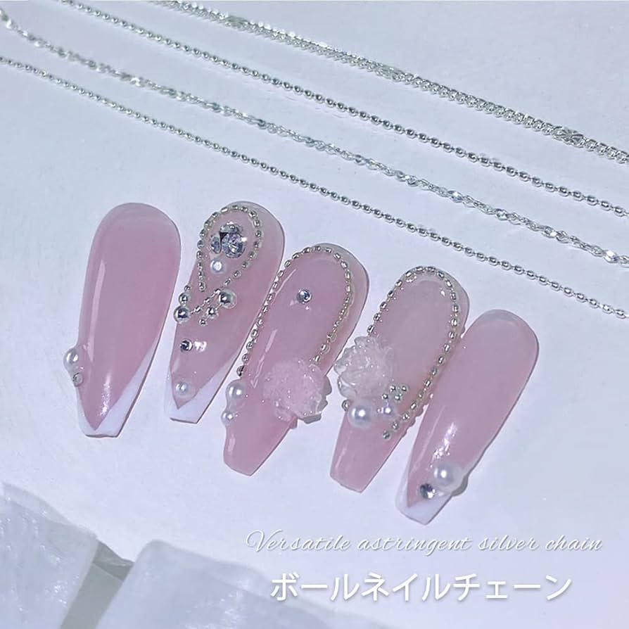 Amazon | Chisafly ネイル チェーン ボール 極細 シルバー 3種類 150cm