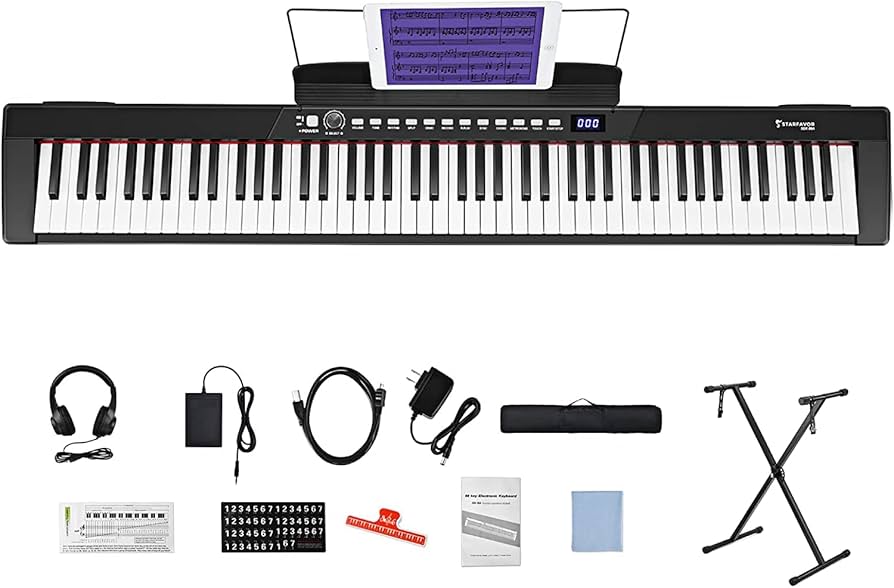 Amazon | Starfavor 電子ピアノ 88 鍵盤は LED ディスプレイで設計され