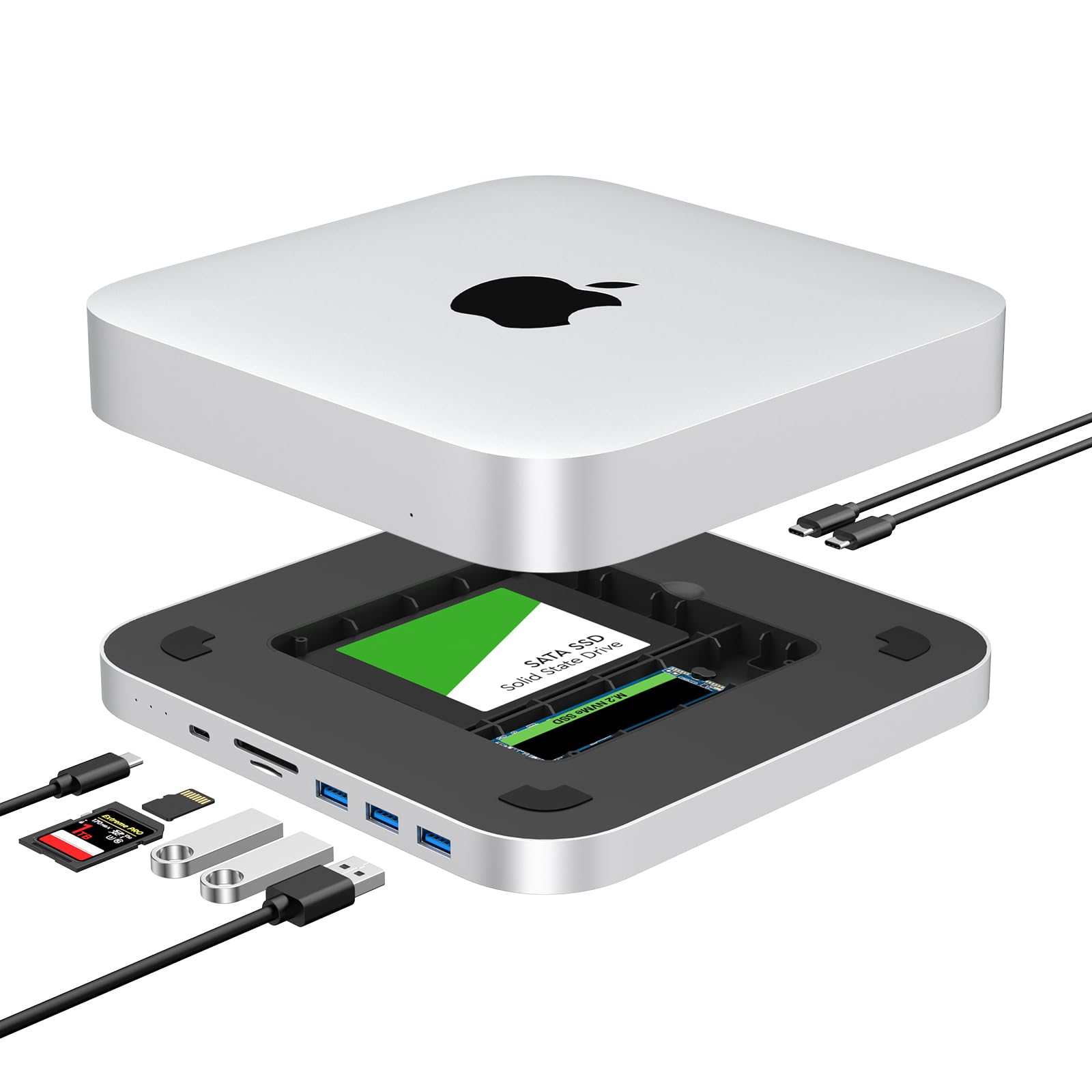 Amazon.com: Mac mini Dock, USB C Hub with Dual SSD Enclosure- Fits