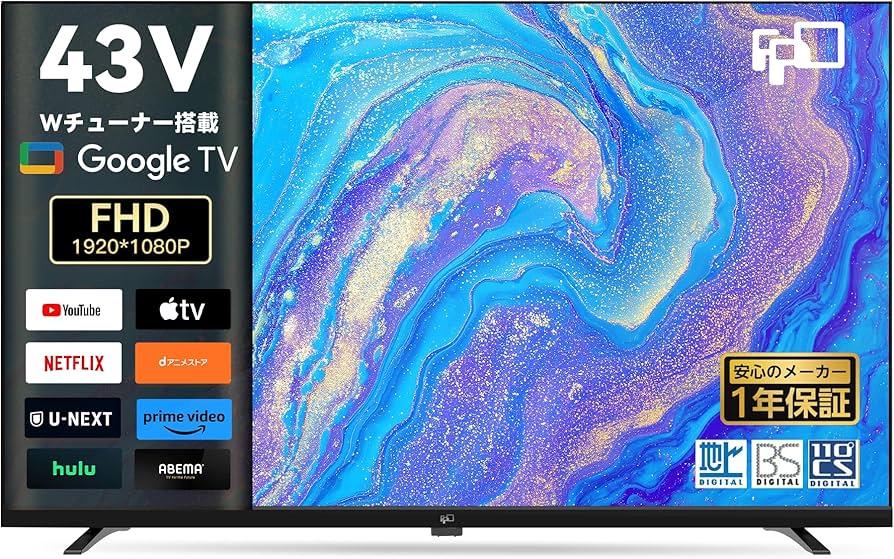 Amazon | FPD 43V型 FHD スマートGoogle TV ダブルチューナー 音声