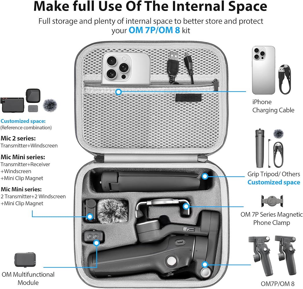 Amazon.com : STARTRC PHOTO Osmo Mobile 7P/8 Case, Portable PU