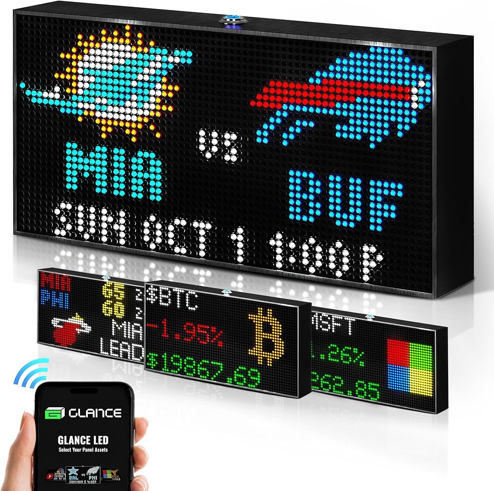 PANELFI Glance LED | All in One Customizable Ticker | Desk Sized