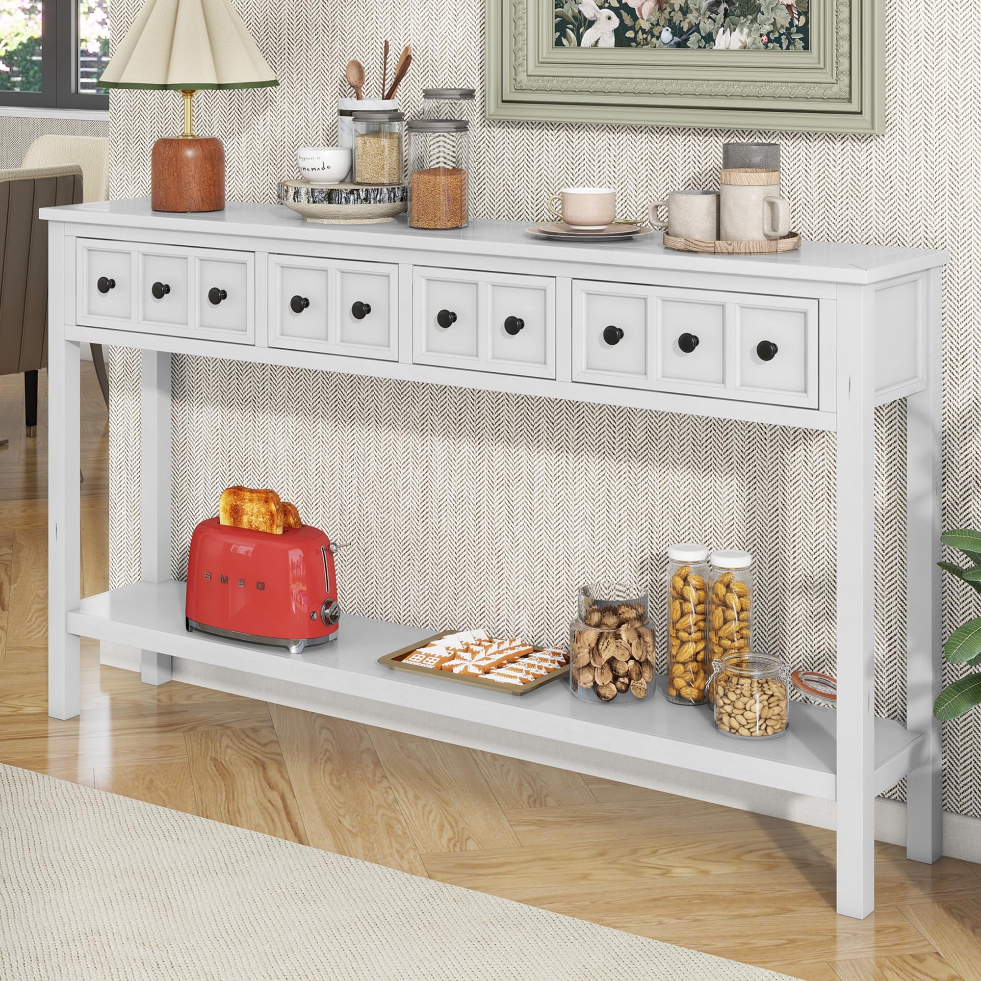 Amazon.com: Antique Entry Console Table with Storage Drawers, 60