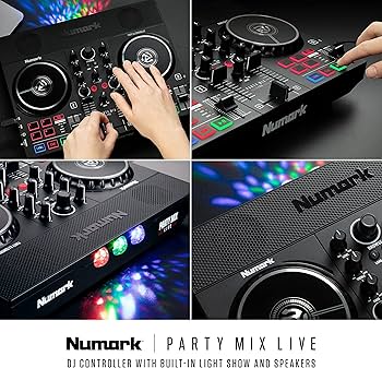 Numark Party Mix Live DJ Controller with Speakers, Lights, 2 Decks