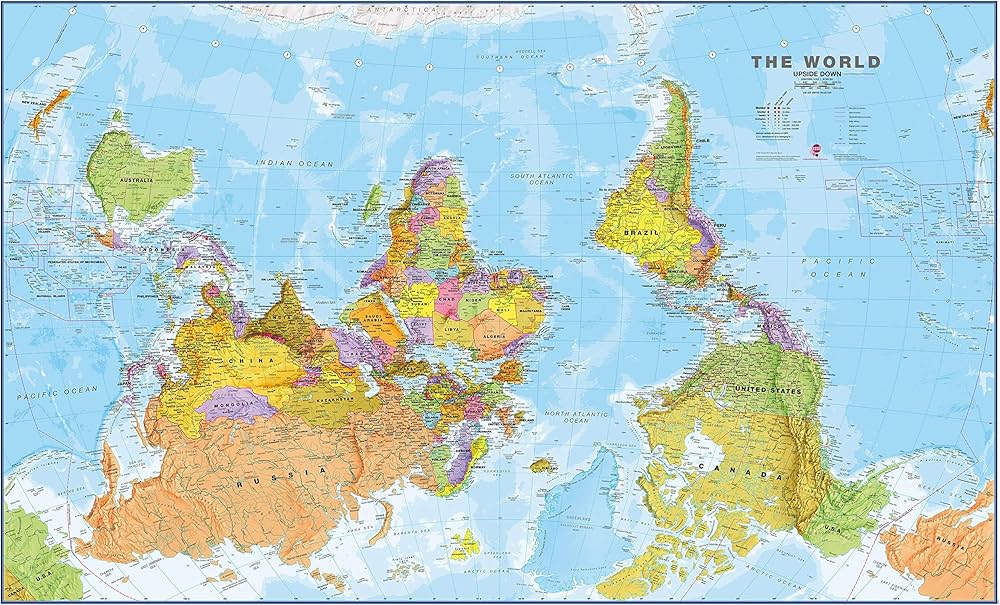 Amazon | アップサイドダウン 政治世界地図 - すべて 75 x 46