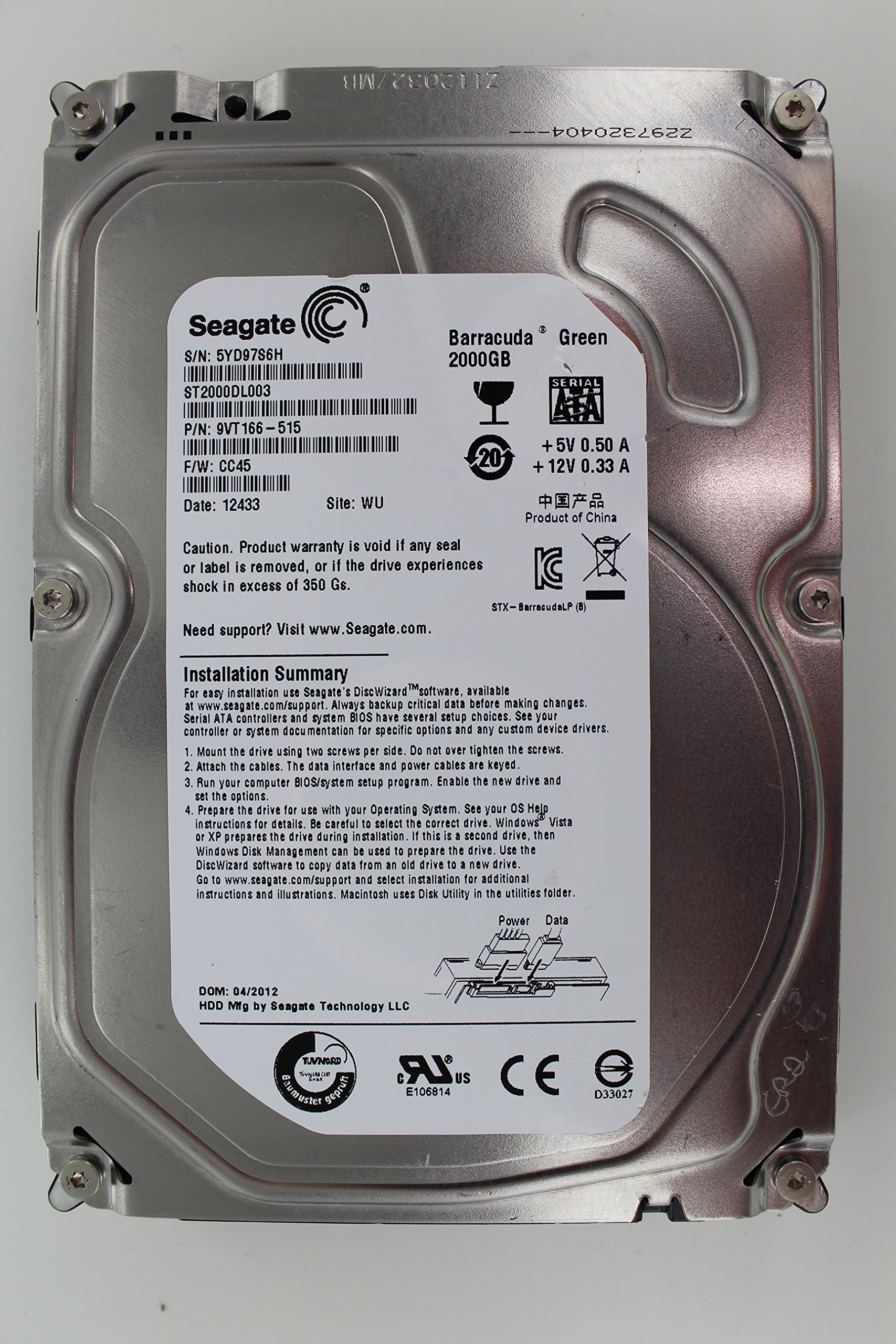 Amazon.com: Seagate Barracuda Green 2TB SATA 6Gb/s 64MB Cache 3.5