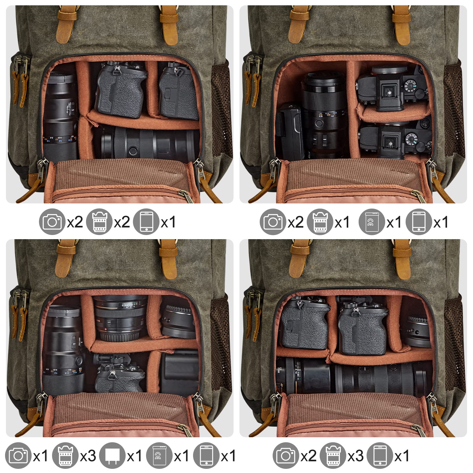 Amazon.co.jp: [S-ZONE] カメラリュック カメラバッグ バックパック 2