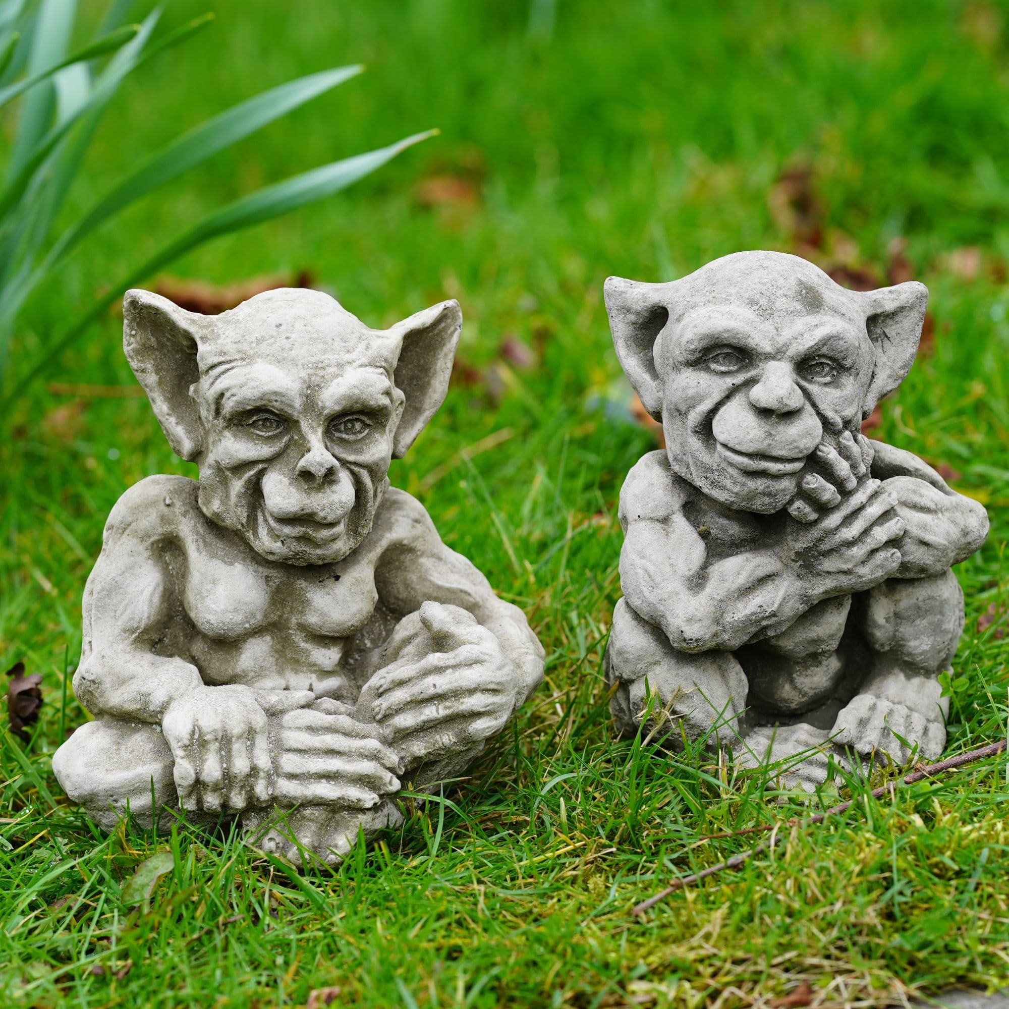 Amazon.com: Pair of Sprite Gremlin Stone Statues | Gargoyle