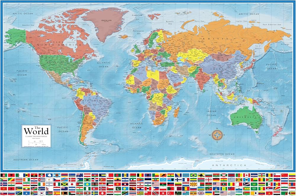 Amazon | 48x78 大判 世界地図 掛地図 クラシック エリート | 地図
