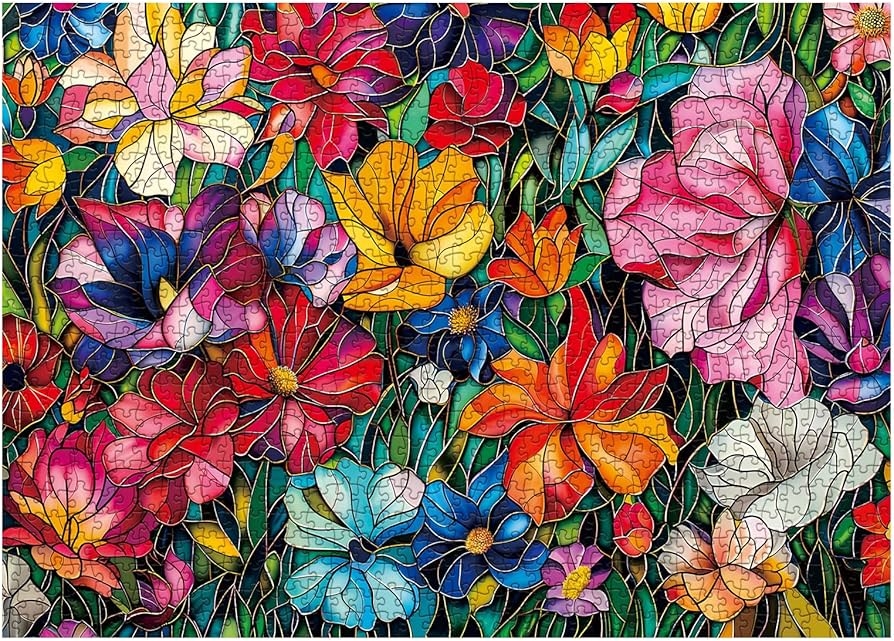 Amazon | ステンドグラスフラワーパズル 大人用 1000ピース カラフルな