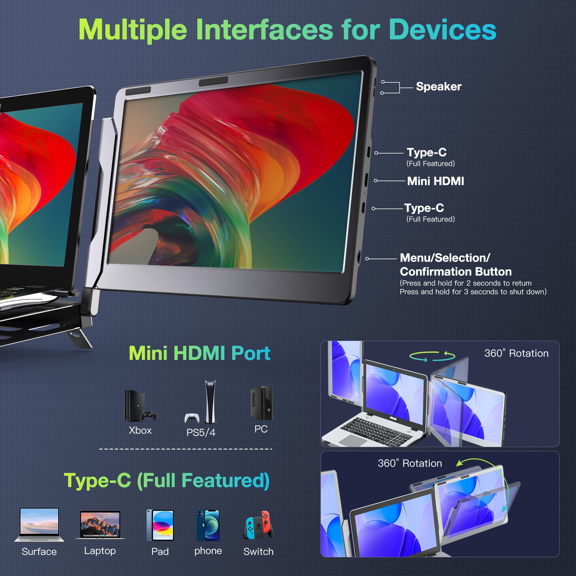 Amazon.co.jp: Kwumsy トリプルノートパソコンモニターエクステンダー